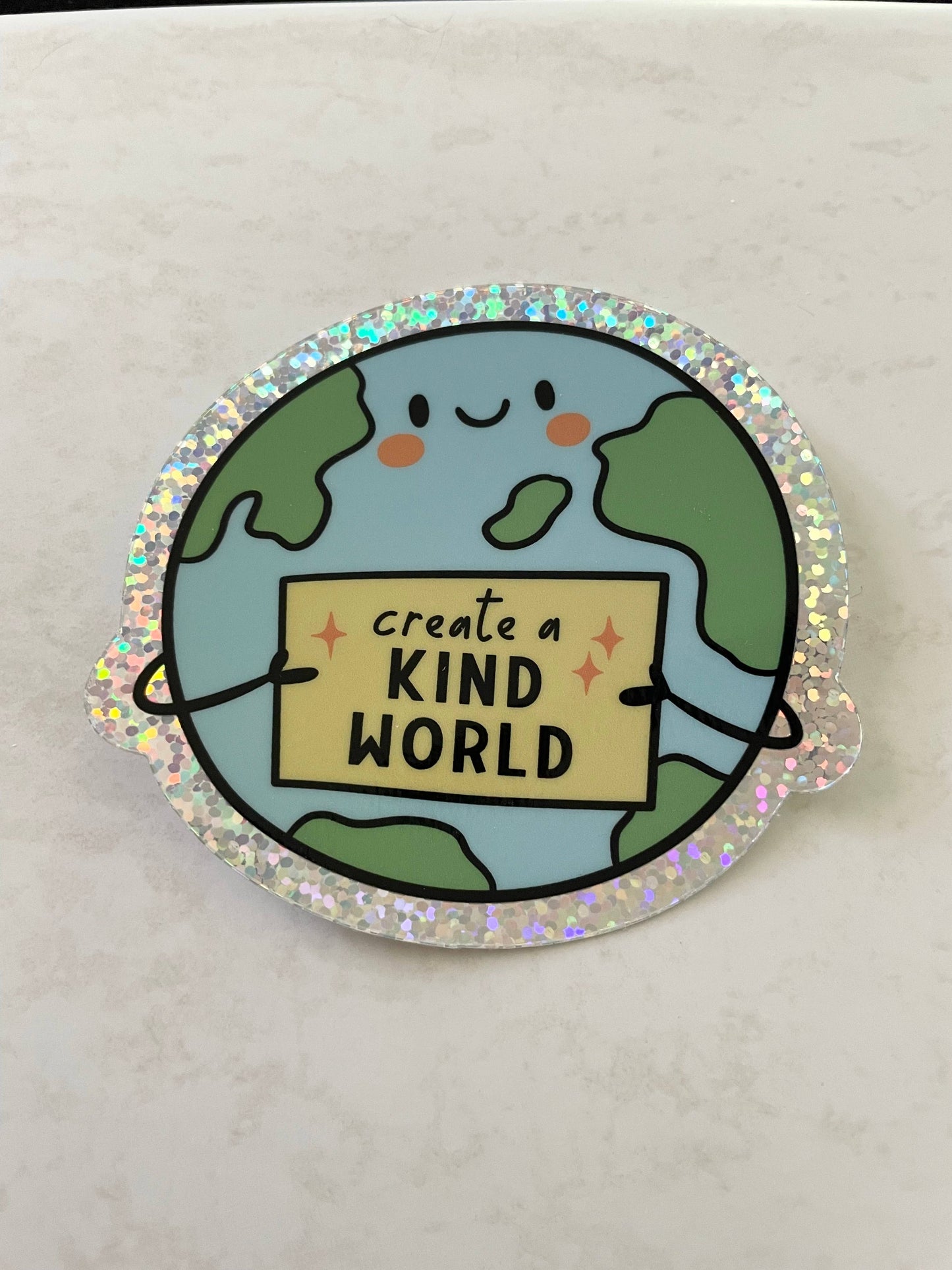 Create A Kind World Vinyl Sticker, 3" x 2.8: No Packaging / Matte