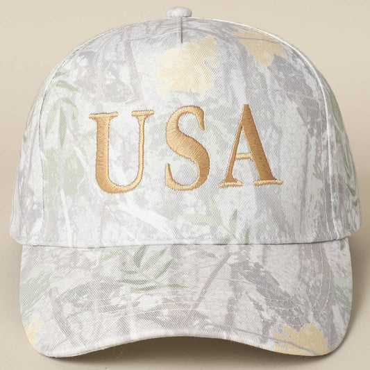 USA Letter Embroidery Camo Print Baseball Cap: BEIGE CAMO-BEIGE / ONE SIZE