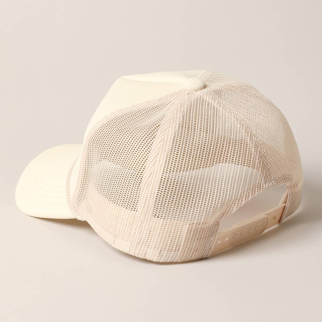 Plain Foam Rope Mesh Back Trucker Hat : BLK-STN / ONESIZE