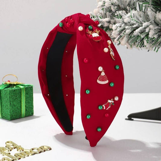 CHRISTMAS TREE SANTA REINDEER HAIR BAND HEADBAND | 40HB173: Red
