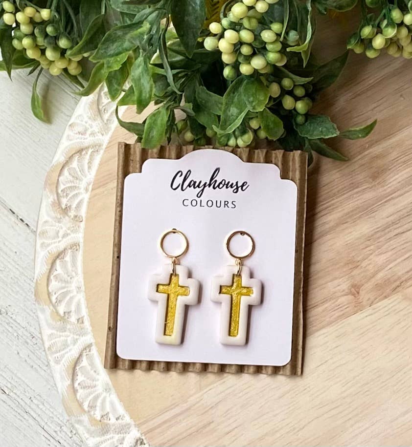Religious Earrings : Cross with Heart