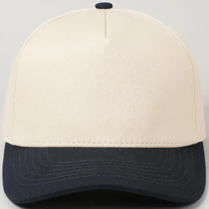 Kids Plain Two Tone Canvas Cotton Baseball Cap : SKY BLUE / ONE SIZE