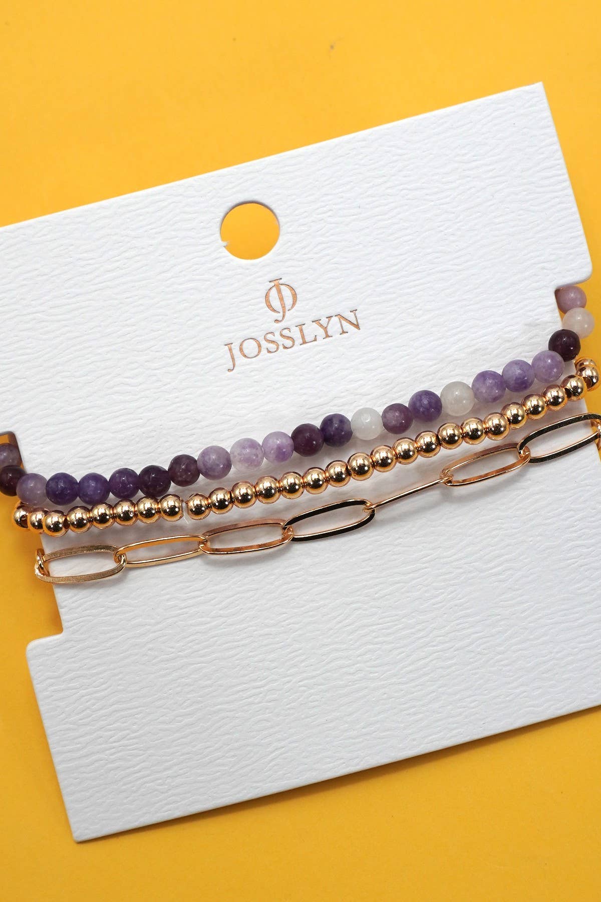 MULTI LAYER NATURAL STONE BALL CHAIN LINK BRACELET | 40B5134: Multi
