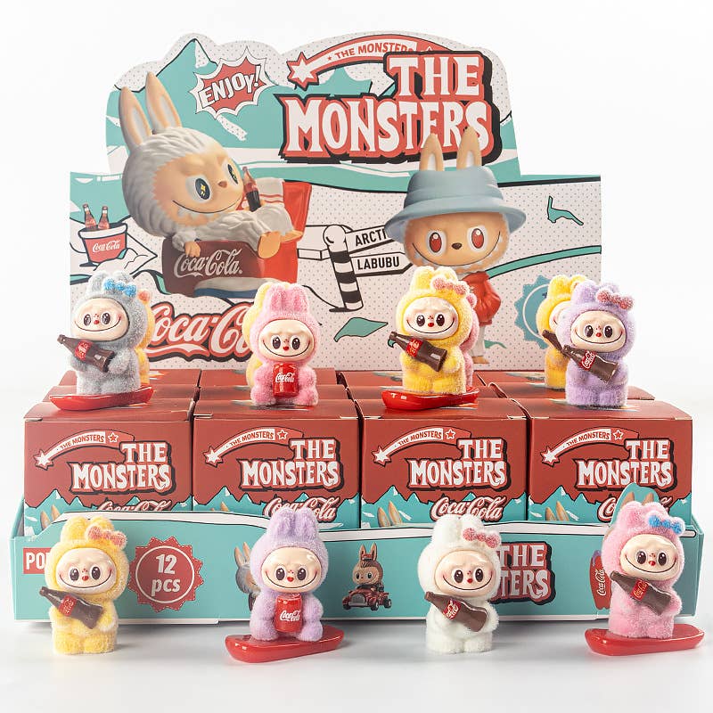 Flocking cute monster ornaments Gift Blind Box-12pcs: Skateboard