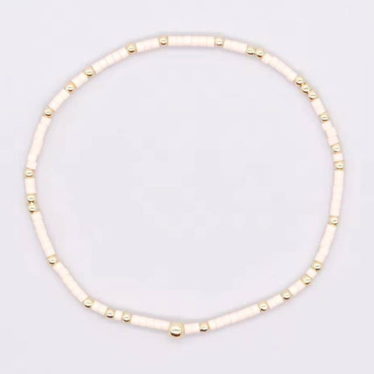 BOHO COLORFUL BALL BEADED BRACELET | 40B5178: OFF WHITE