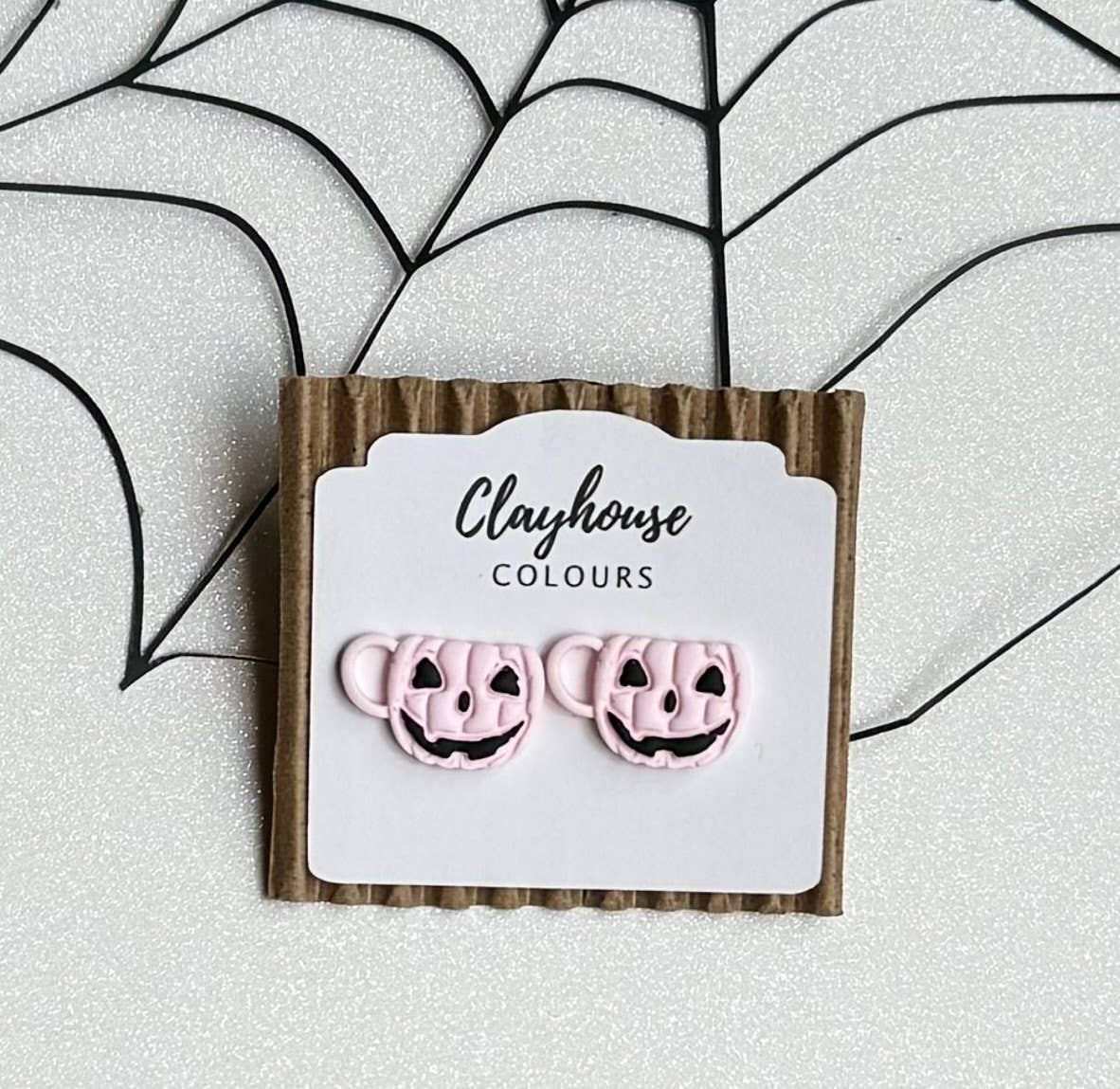 Pink Halloween Earrings : Candy Corn Studs