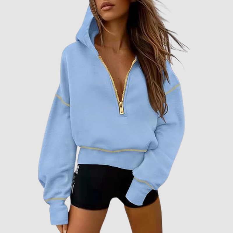 Wholesale pullover hooded half-zip sweatshirt: Grey / S