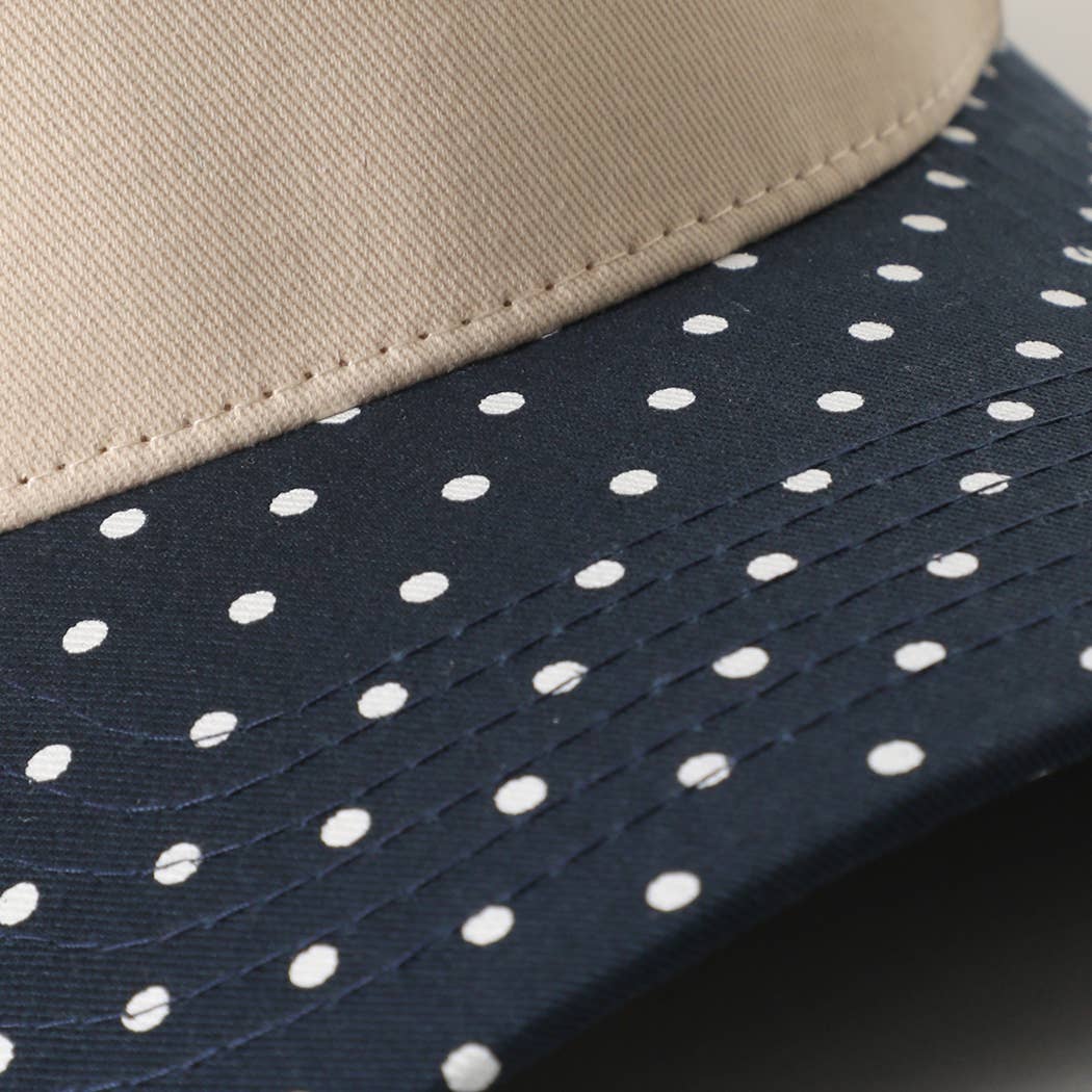 SMALL POLKA DOT Brim Two-Tone Trucker Hat: BRN / One Size