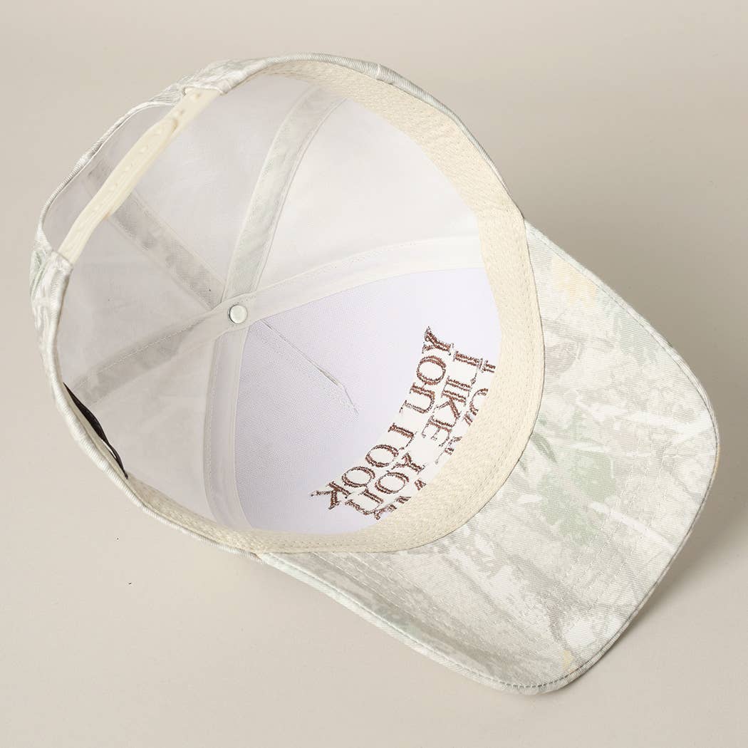 You Look Like You Love Me Embroidery Camo Cap: BEIGE CAMO-BROWN / ONE SIZE