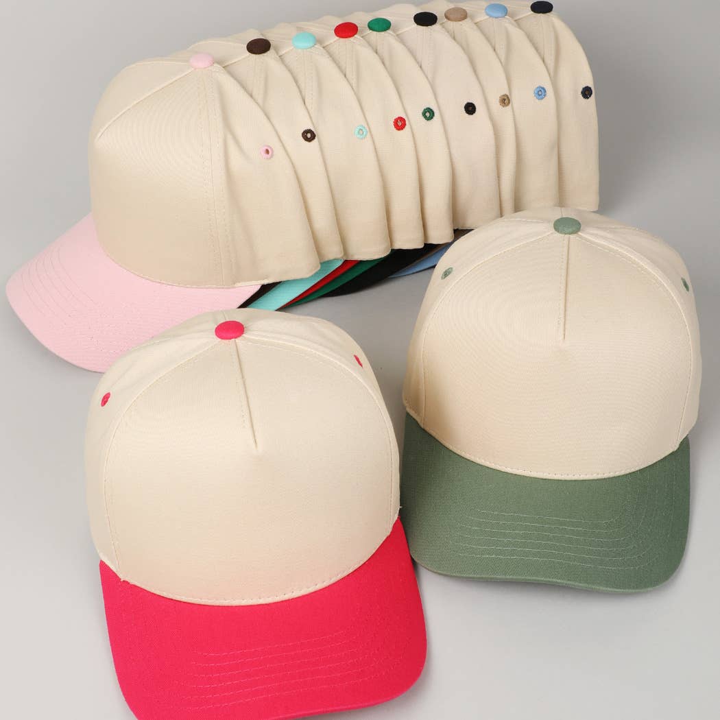Plain Two-Tone Canvas Cotton Trucker Hat: SKY BLUE / ONE SIZE