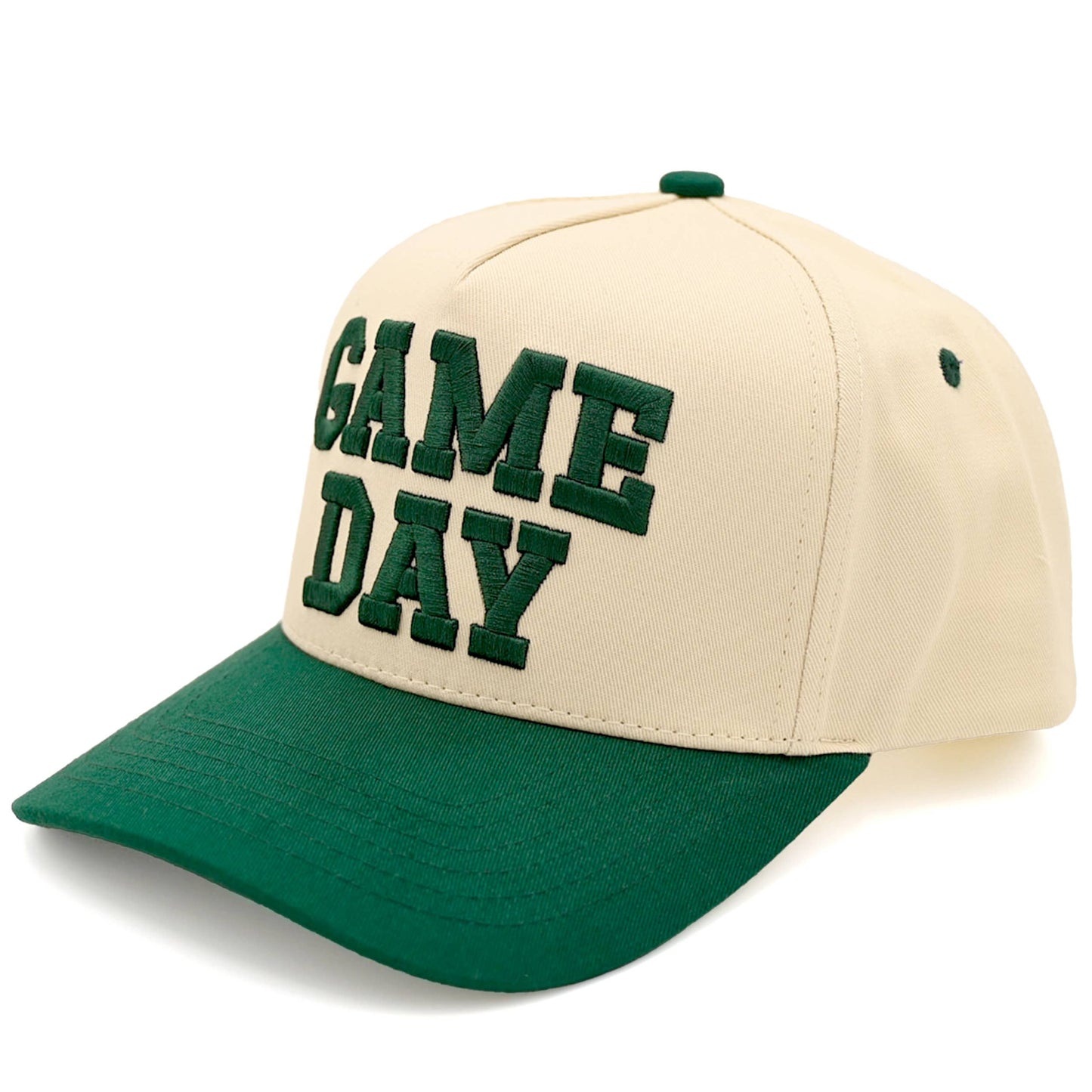 C.C GAME DAY Embroidered Cotton Baseball Cap: Dark Green