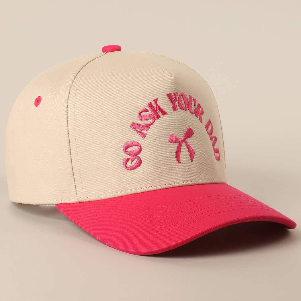 GO ASK YOUR DAD Embroidery Two-Tone Trucker Hat: DENIM / One Size