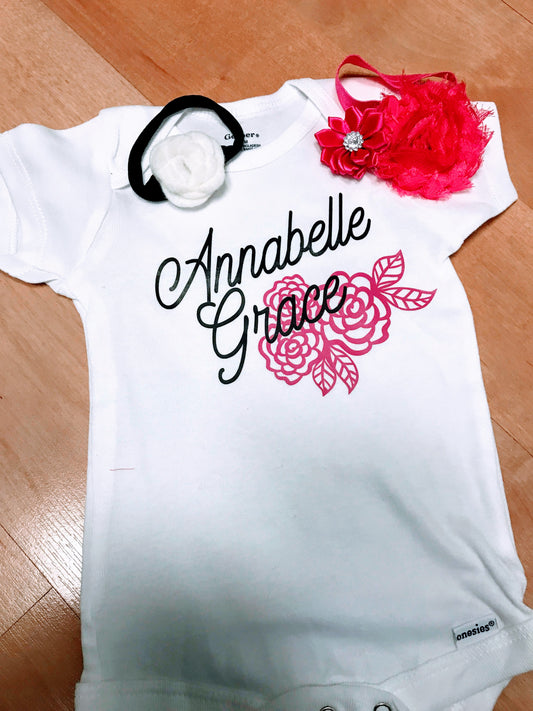 Custom Name Flower Onesie