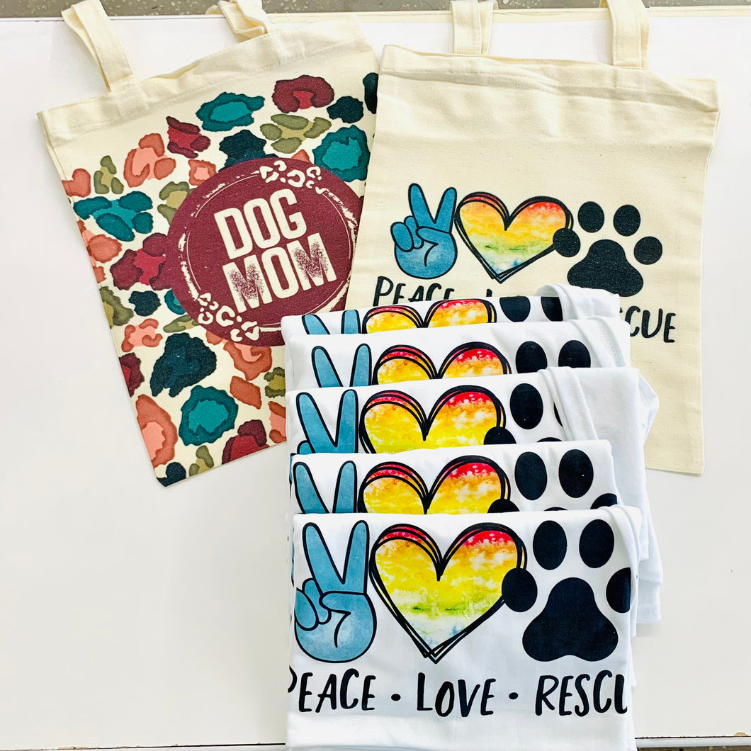 Peace Love Rescue Tote Bag