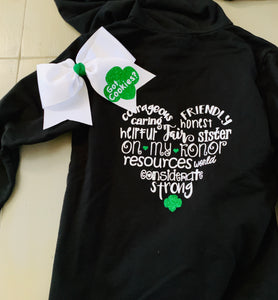 Youth Size Girl Scout Hoodie with Bow